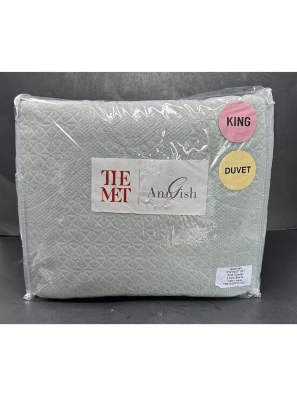 ANN GISH x THE MET GREAT HALL AQUA King 4 pc Coverlet Set w/3 Shams NEW $525